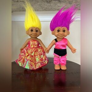 Russ Vintage Workout Tracey And Tracey Going To The Ball Troll Dolls - Lot Of 2